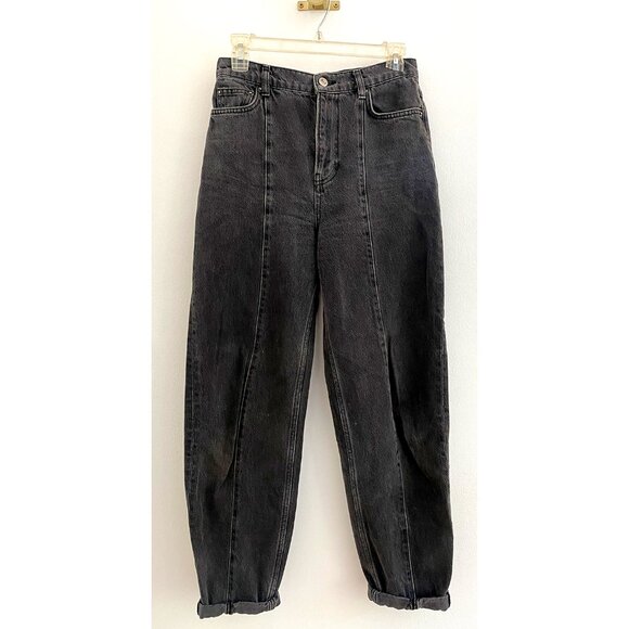 🌎 Reformation Baggy Black Barrel Jeans in Seine Wash 🌳 Size 25 - Picture 1 of 12